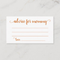 Fall Baby Shower | Burnt Orange Advice for Mommy Enclosure Card