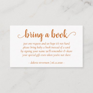 Fall Baby Shower | Burnt Orange Bring a Book Poem Enclosure Card