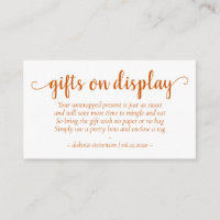 Fall Baby Shower | Burnt Orange Display Gifts Poem Enclosure Card