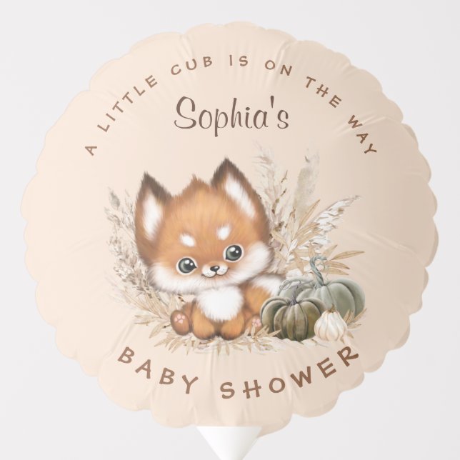 Fall Baby Shower Cute Fox Beige Medium Balloon (Front)