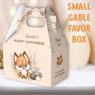 Fall Baby Shower Cute Fox Pampas Pumpkin Favor Box