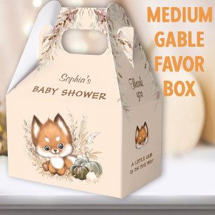Fall Baby Shower Cute Fox Pumpkin Medium Favor Box
