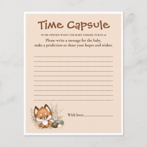 Fall Baby Shower Cute Fox Pumpkins Time capsule