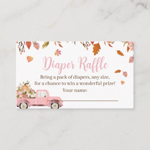 Fall Baby Shower Diaper Raffle Card for a Girl