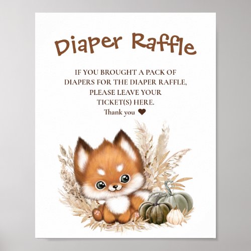 Fall Baby Shower Diaper Raffle Sign