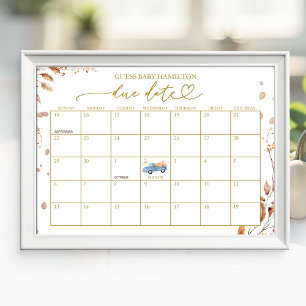 Fall Baby Shower Due Date Calendar Poster