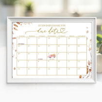 Fall Baby Shower Due Date Calendar Poster