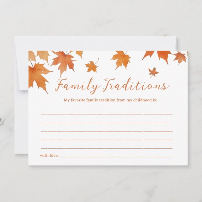 Fall Baby Shower Family Traditions Game Card (Front)