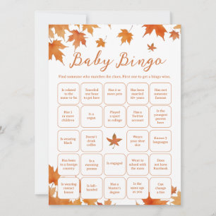 Fall Baby Shower Find the Guest Bingo Game Card