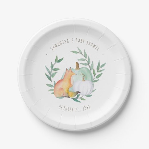 Fall Baby Shower Fox and Pumpkin Paper Plates