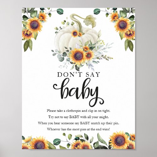 Fall Baby Shower Greenery Dont Say Baby Sign
