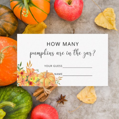 Fall Baby shower Guess how many pumpkins Enclosure Card