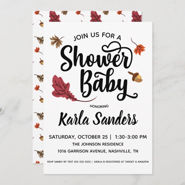 Fall Baby Shower Invitation (Front/Back)