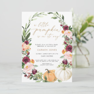 Fall Baby Shower Invitation, A little pumpkin  Inv Invitation