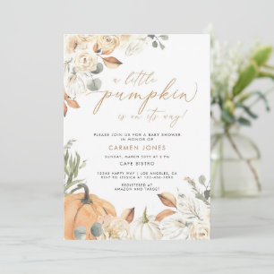 Fall Baby Shower Invitation, A little pumpkin Inv Invitation