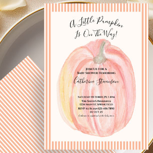 Fall Baby Shower Invitation Little Pumpkin Stripes