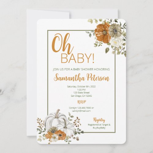 Fall Baby Shower Invitation Neutral Fall Colors