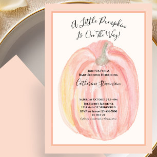 Fall Baby Shower Invitation Orange Little Pumpkin 