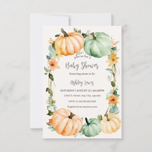 Fall Baby shower invitation pumpkin theme