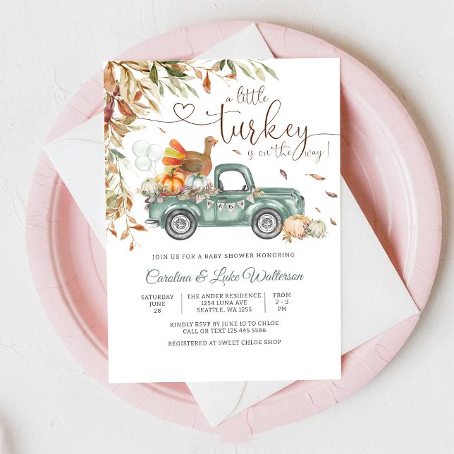 Fall Baby Shower Invitation Turkey Truck Invitatio (Creator Uploaded)
