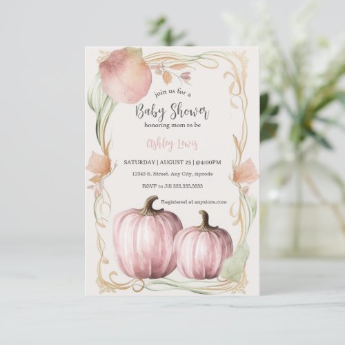 Fall Baby shower invitation whimsical pumpkin Invitation