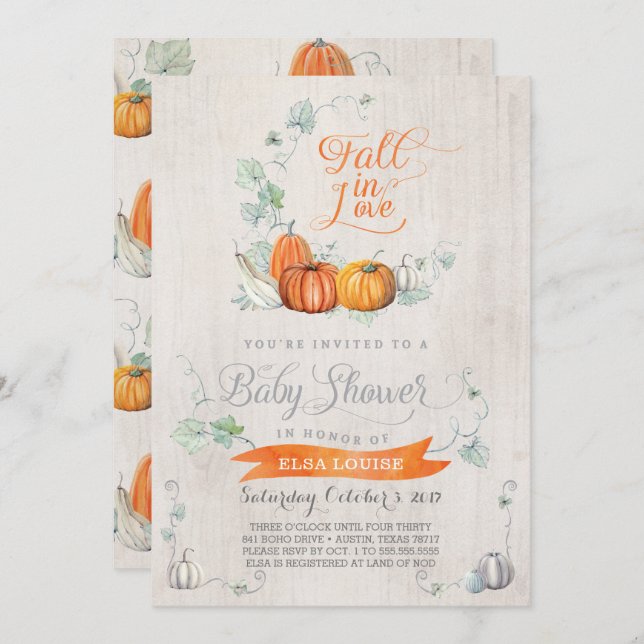 Fall Baby Shower Invitations - Autumn Pumpkins (Front/Back)