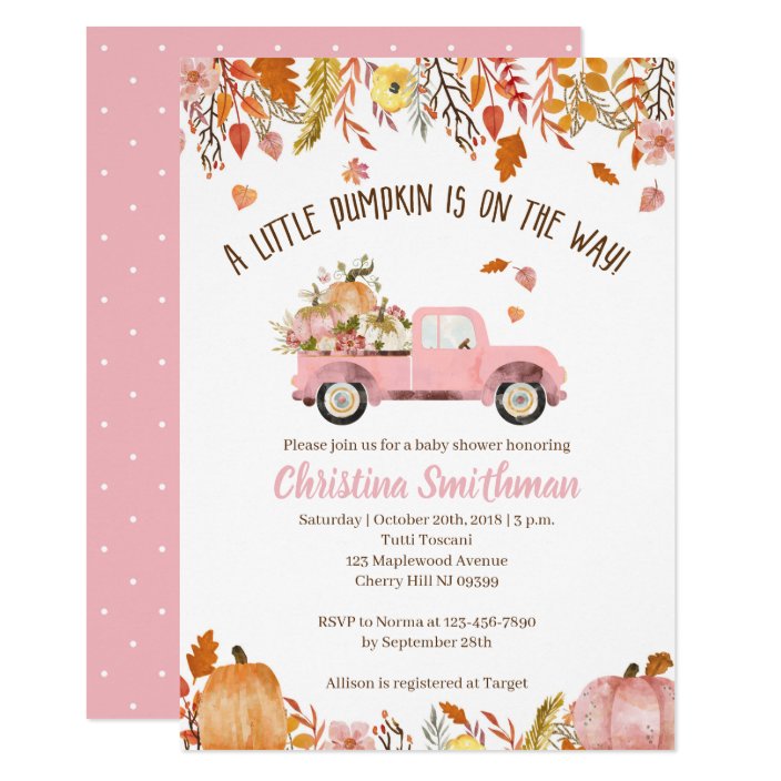 Fall Baby Shower Invitations For A Girl | Zazzle.com