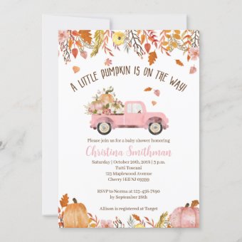 Fall Baby Shower Invitations For A Girl | Zazzle