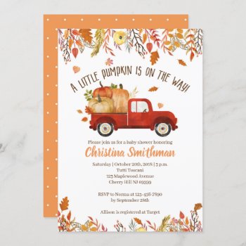 Fall Baby Shower Invitations Little Pumpkin by PartyPrintery at Zazzle