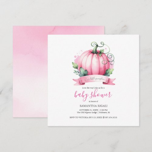 Fall Baby Shower Invitations Little Pumpkin Girl