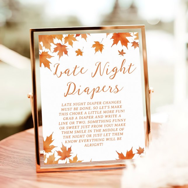 Fall Baby Shower Late Night Diapers Party Game Poster (Creator Uploaded)
