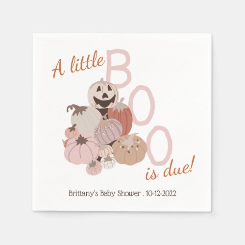 Fall Baby Shower Little Boo Pumpkin Napkins