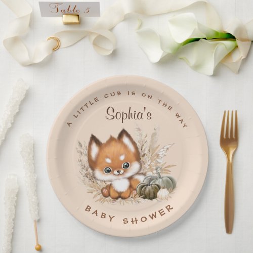 Fall Baby Shower Little Fox Cub Paper Plates