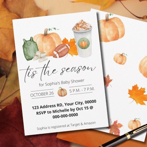 Fall Baby Shower Little Pumpkin Gender Neutral Invitation