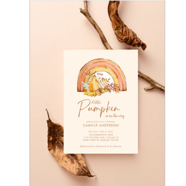 Fall Baby Shower Little Pumpkin Watercolor Invitation (Creator Uploaded)