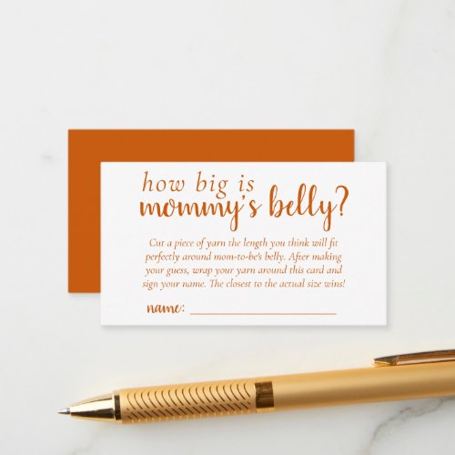 Fall Baby Shower  Orange How Big is Mommys Belly Enclosure Card