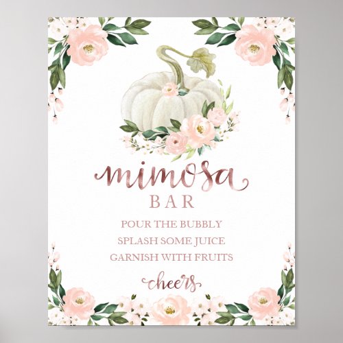 Fall Baby Shower Pink Gold Mimosa Bar Sign