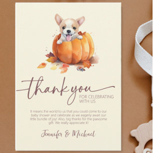 Fall Baby Shower Pumpkin Flat Thank You Card