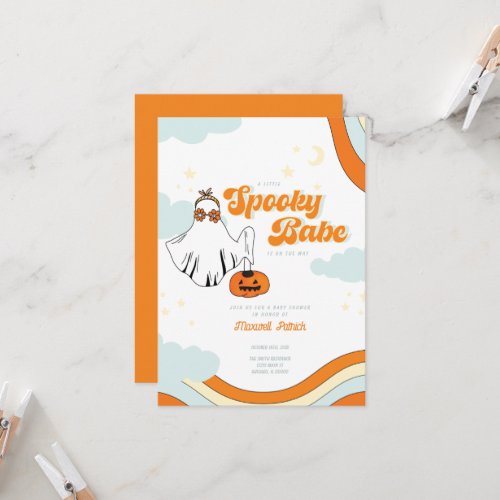 Fall Baby Shower Retro Ghost Groovy Baby Shower Invitation