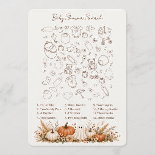 Fall Baby Shower Search Game Pumpkin Little Boo Note Card
