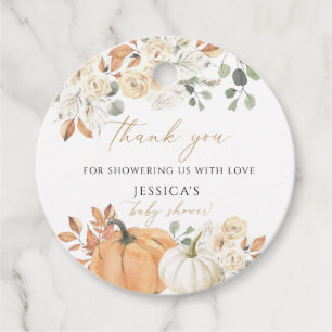 Fall baby shower square favor tag , Thank you tag
