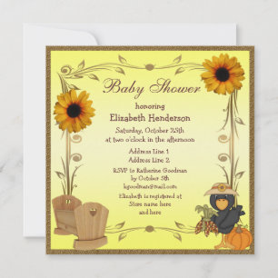 Fall Baby Shower Sunflowers, Crib & Crow Invitation