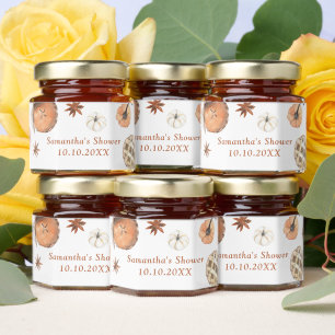 Fall Baby Shower Thank You Card, Little Cutie Pie Honey Jar Favors