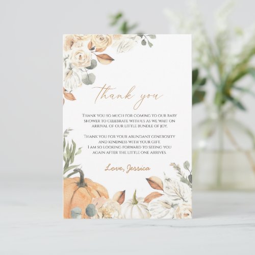 Fall Baby Shower Thank You Enclosure card 