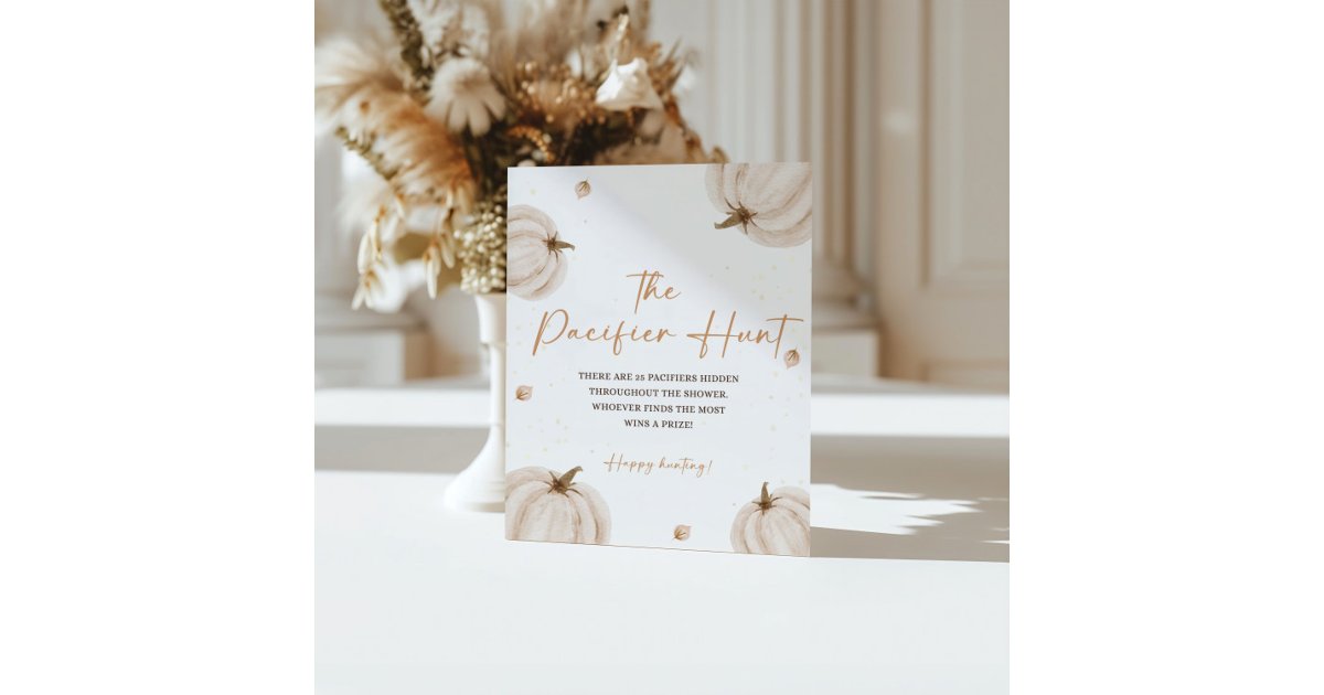 Fall Baby Shower The Pacifier Hunt Sign | Zazzle