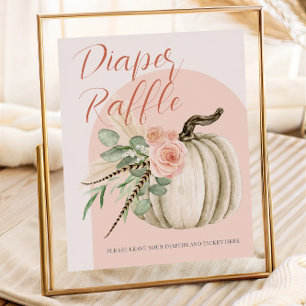 Fall Baby Shower Watercolor Pumpkin Diaper Raffle Poster