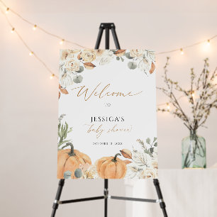 Fall baby shower welcome sign, little pumpkin sign