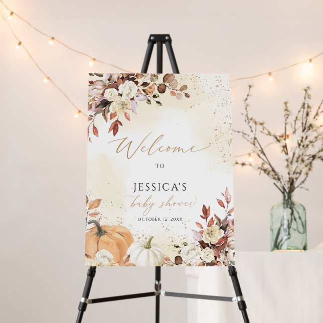 Fall baby shower welcome sign, little pumpkin sign (In Situ (Stand))