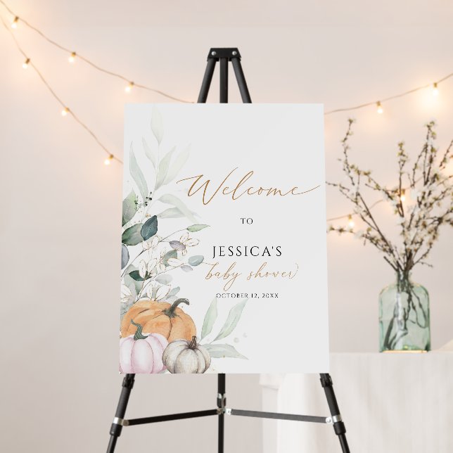 Fall baby shower welcome sign, little pumpkin sign (In Situ (Stand))