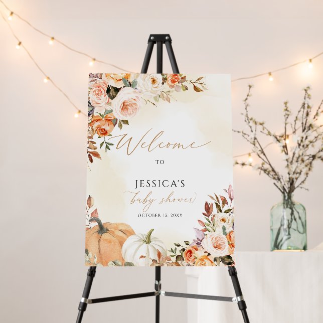 Fall baby shower welcome sign, little pumpkin sign (In Situ (Stand))
